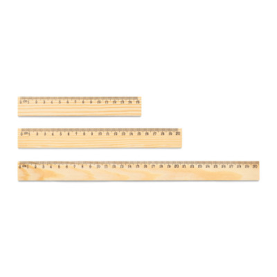 WESLEY 20. Pine wood ruler with 20 cm scale